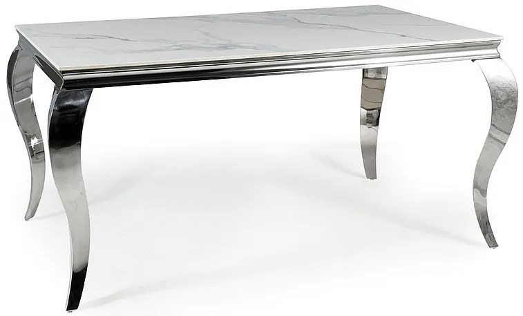 STÓŁ PRINCE CERAMIC BIAŁY CALACATTA/CHROM 150X90