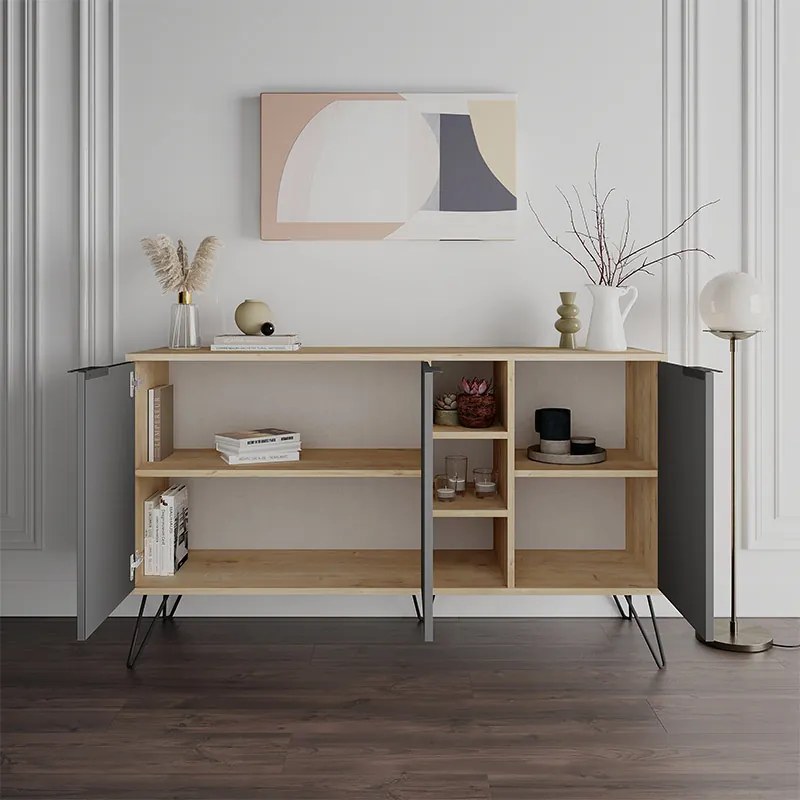 ΜΠΟΥΦΕΣ CLARA MEGAPAP ΧΡΩΜΑ ΦΥΣΙΚΟ ΟΞΙΑΣ - ΑΝΘΡΑΚΙ 142X35,6X83ΕΚ.