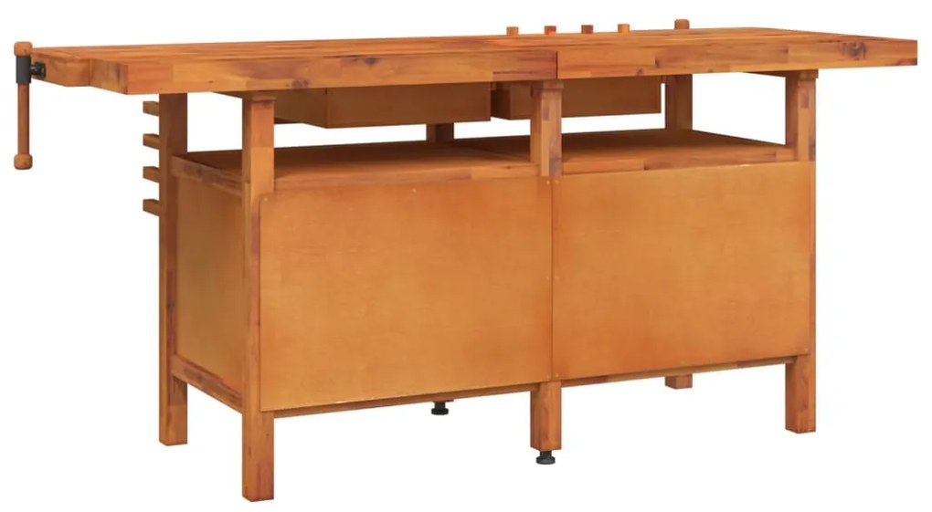 vidaXL Πάγκος Εργ. Συρτάρια/ Μέγγενες 192x62x83 εκ. Μασίφ Ξύλο Ακακίας