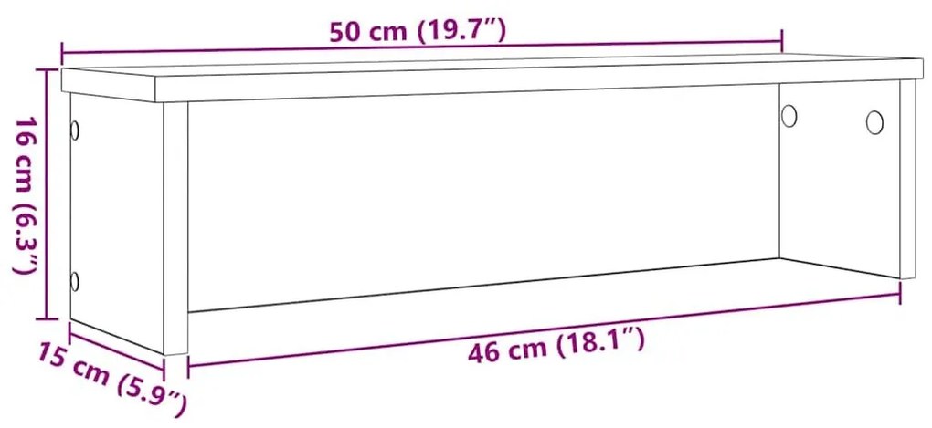 Ράφι κουζίνας στοιβαζόμενο καπνιστό δρυ50x15x16 εκ. - Καφέ