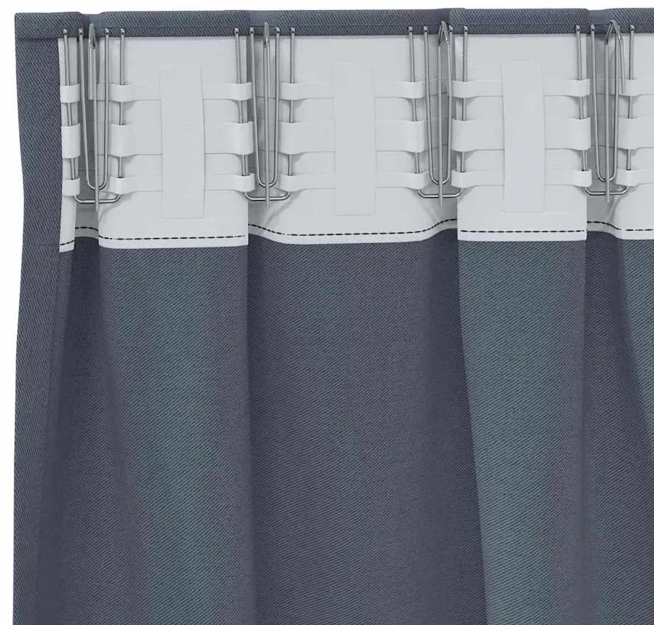vidaXL Κουρτίνες με κουρτίνες 2 pcs Ανθρακί 260x140εκ. Πολυεστέρας