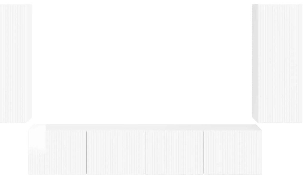 vidaXL Σετ τοίχου για τηλεόραση Επιτοίχιο 4 pcs Υψηλής γυαλάδας λευκό