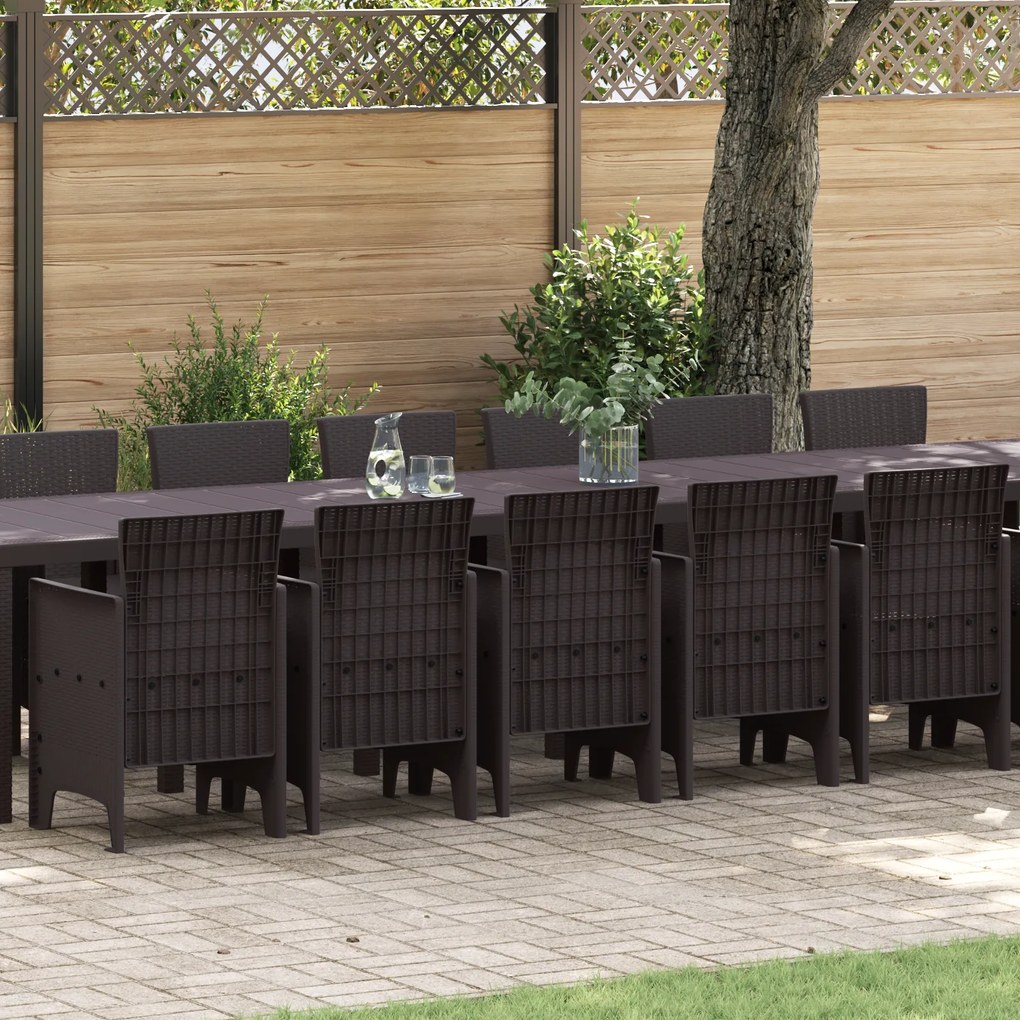 vidaXL Σετ Τραπεζαρίας Κήπου 17 pcs Καφέ Large Ρατάν