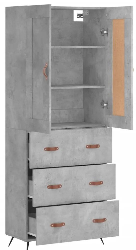 vidaXL Ντουλάπι Γκρι Σκυροδέματος 69,5x34x180 εκ. Επεξεργασμένο Ξύλο