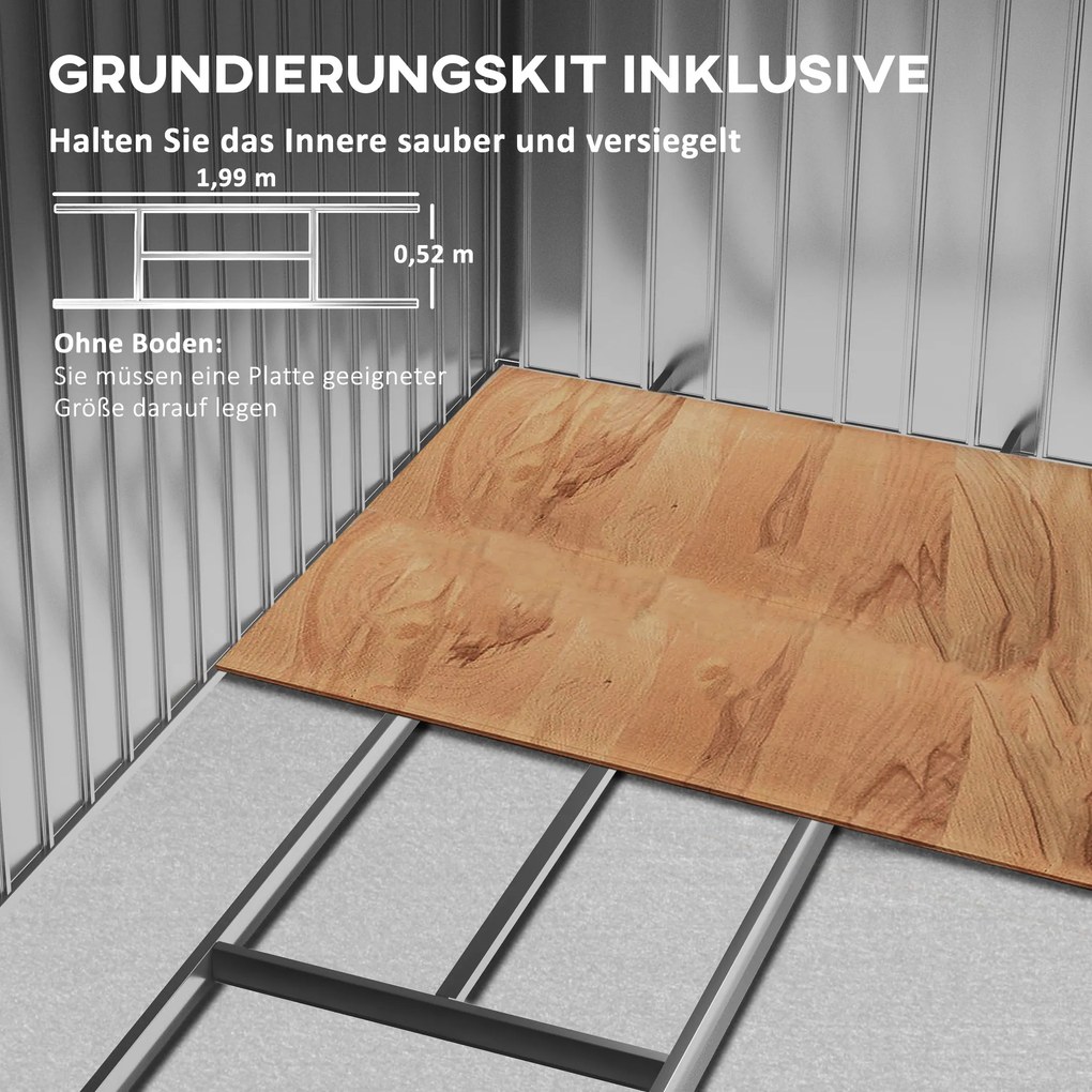 Outsunny Αποθήκη Εργαλείων με Συρόμενες Πόρτες 2,13 x 1,30 x 1,85μ Μέταλλο Ανθρακί Γκρι