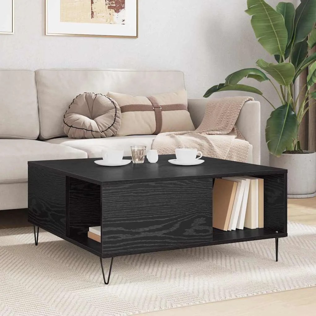 vidaXL Τραπεζάκι σαλονιού Μαύρη δρυς 80 x 80 x 36.5 εκ