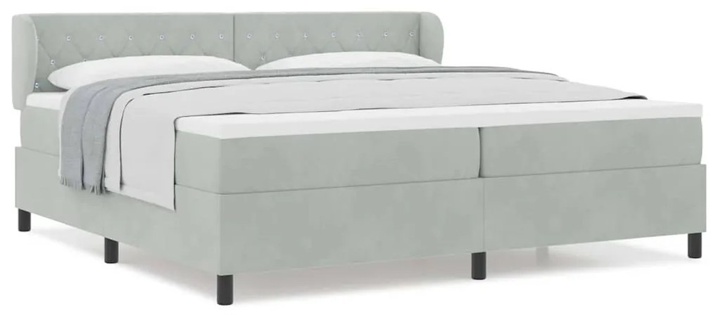 vidaXL Κρεβάτι με ελατήρια με στρώμα Ανοιχτό γκρι 200 x 200 cm Βελούδο