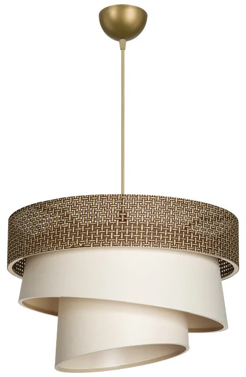 Φωτιστικό οροφής μονόφωτο Tazma pakoworld ύφασμα σε καφέ και κρεμ απόχρωση Φ38x65εκ