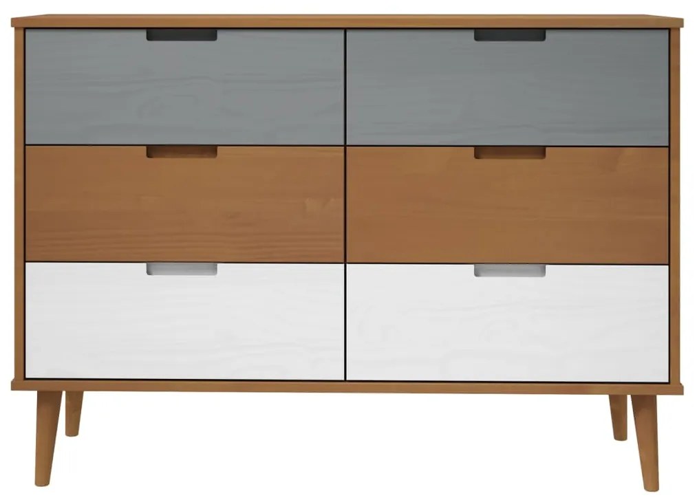 vidaXL Συρταριέρα MOLDE Καφέ 113 x 40 x 80 εκ. από Μασίφ Ξύλο Πεύκου
