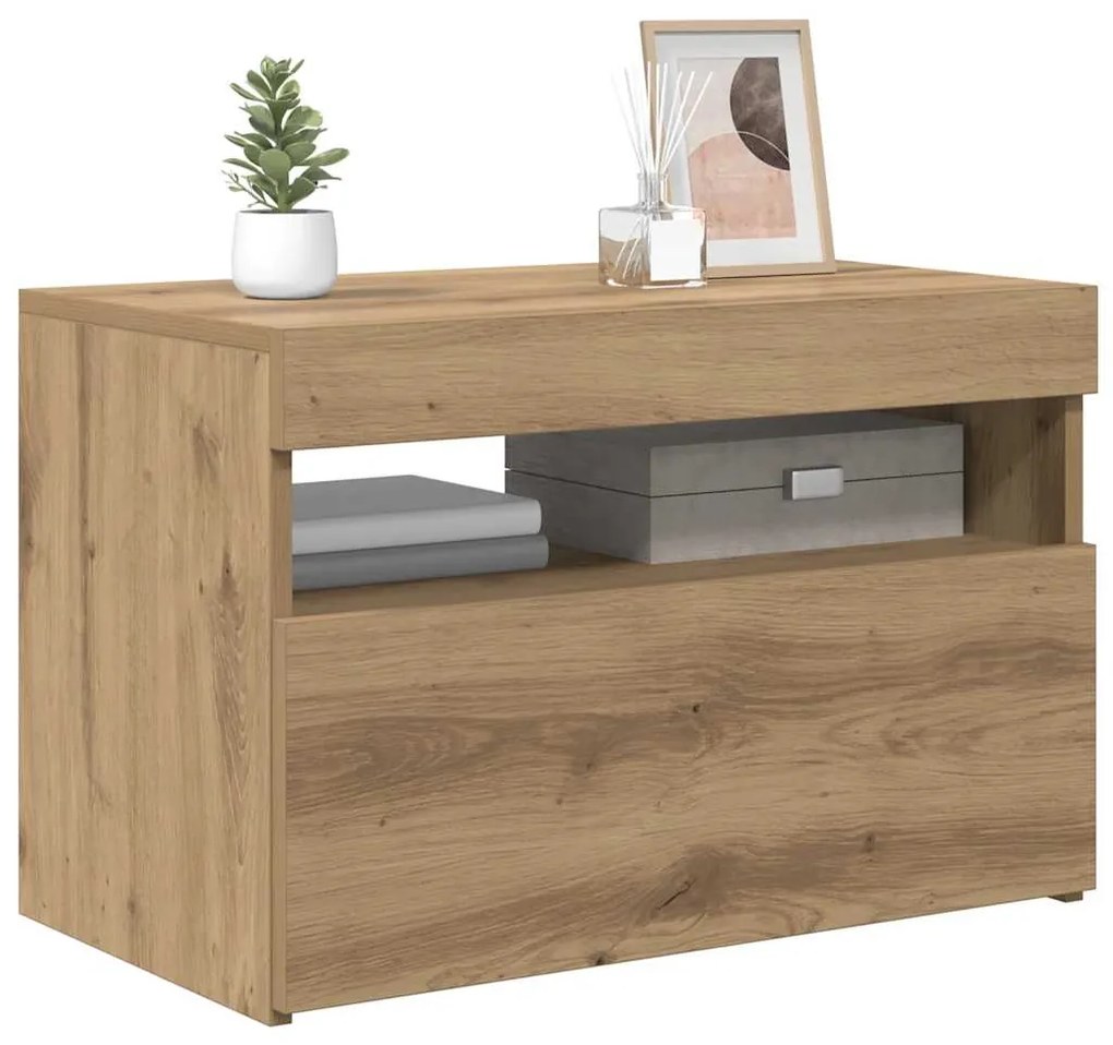 vidaXL ντουλάπι τηλεόρασης  με φώτα LED Artisan Oak Κατασκευασμένο ξύλο