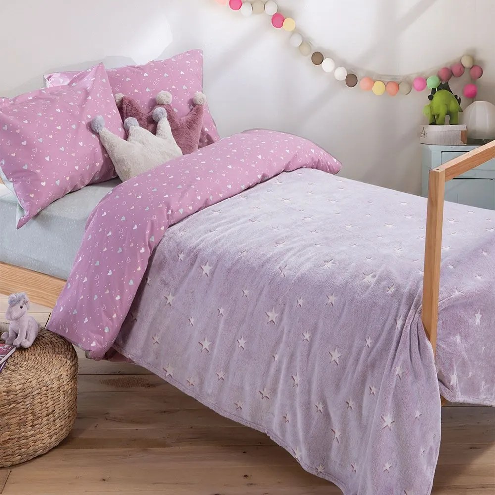 Κουβέρτα Παιδική Glow Interstellar Rose Nef-Nef Homeware Μονό 160x220cm Πολυέστερ