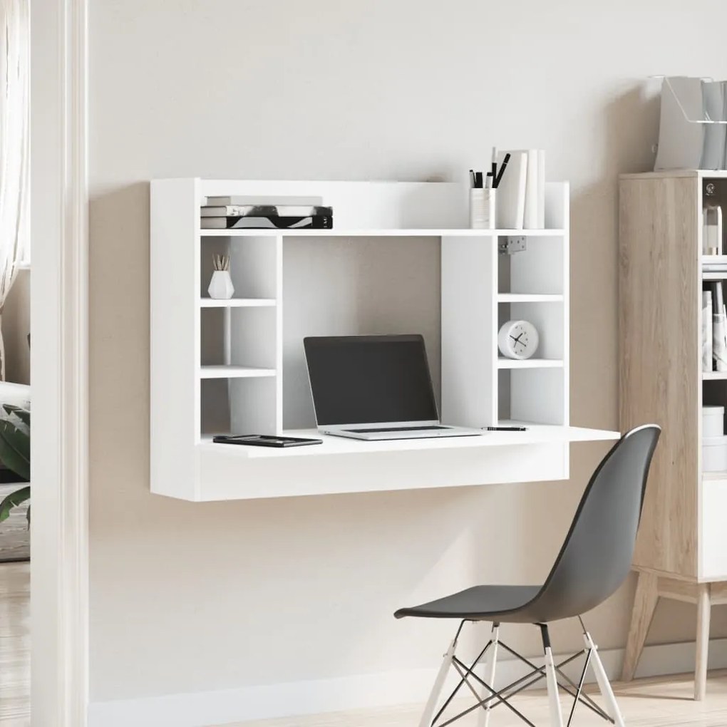 vidaXL Γραφείο Τοίχου Λευκό 105x48x75 εκ. από Επεξεργασμένο Ξύλο