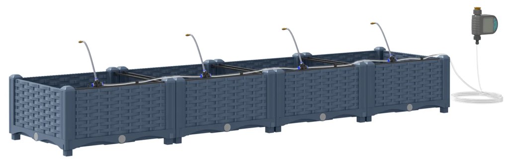 vidaXL Γλάστρες Κήπου 1 τεμ Γκρι 160 x 40 x 22 cm Πλαστικό