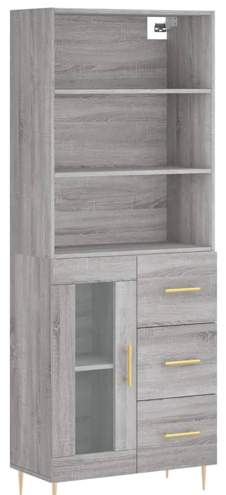 vidaXL Ντουλάπι Γκρι Sonoma 69,5 x 34 x 180 εκ. Επεξεργασμένο Ξύλο