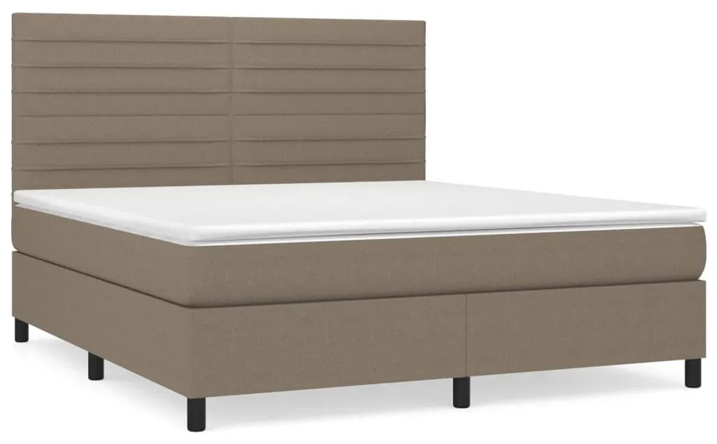 Κρεβάτι Boxspring με Στρώμα Taupe 180x200 εκ. Υφασμάτινο - Μπεζ-Γκρι