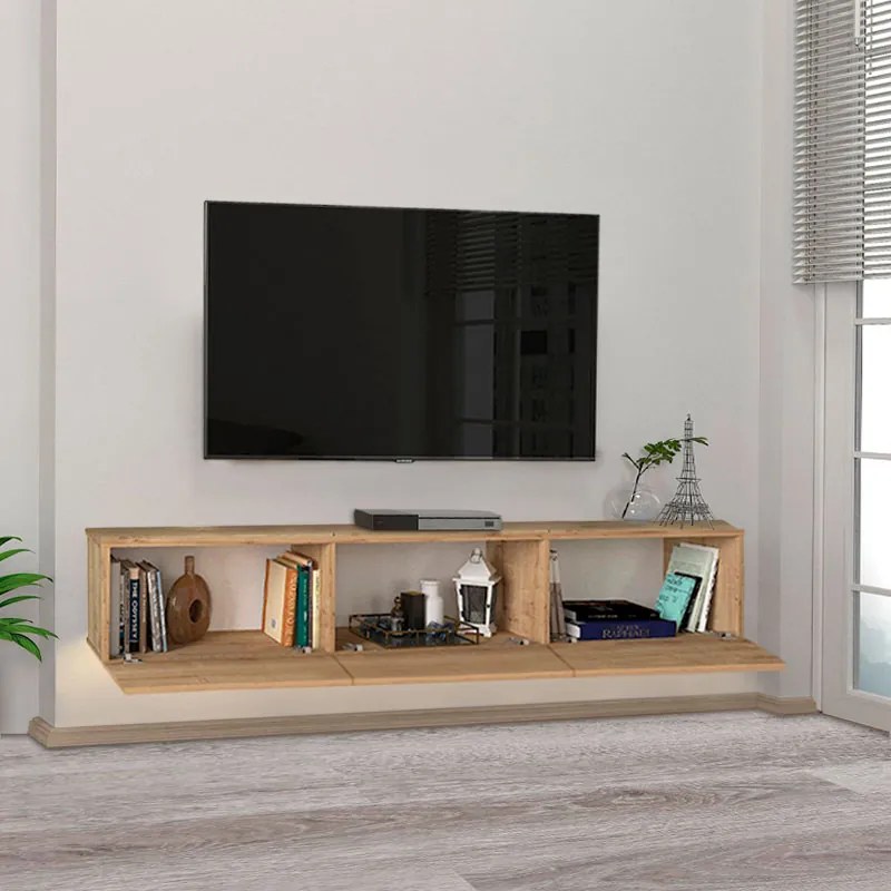ΕΠΙΠΛΟ ΤΗΛΕΟΡΑΣΗΣ ΕΠΙΤΟΙΧΙΟ DAMLA MEGAPAP ΜΕ LED ΧΡΩΜΑ SAPPHIRE OAK 180X29,5X29,5ΕΚ.