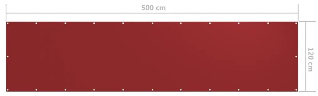 Διαχωριστικό Βεράντας Κόκκινο 120 x 500 εκ. Ύφασμα Oxford - Κόκκινο