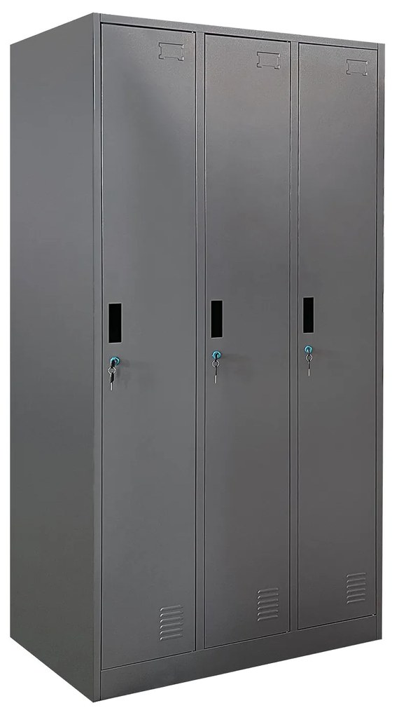Ντουλάπα Τρίφυλλη EARWEN Σκούρο Γκρι Μέταλλο 90x45x185cm