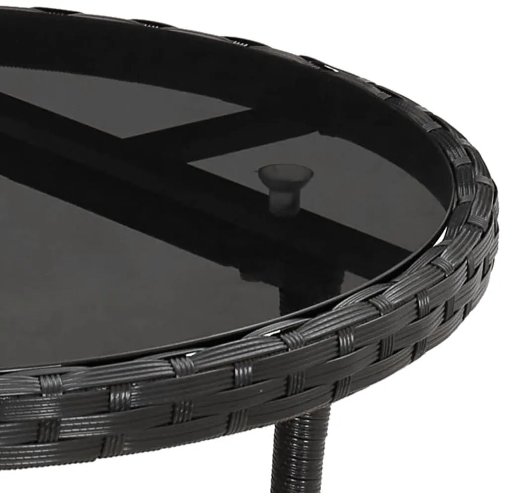 vidaXL Σετ Τραπεζαρίας Κήπου 3τεμ. Μαύρο Συνθ.Ρατάν/Γυαλί με Μαξιλάρια