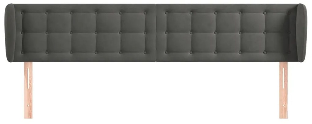 Κεφαλάρι με Πτερύγια Σκούρο Γκρι 163x23x78/88 εκ. Βελούδινο - Γκρι