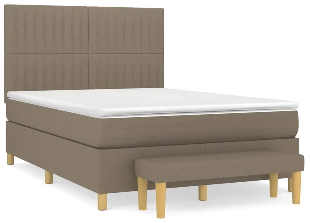 Κρεβάτι Boxspring με Στρώμα Taupe 140x190 εκ. Υφασμάτινο - Μπεζ-Γκρι