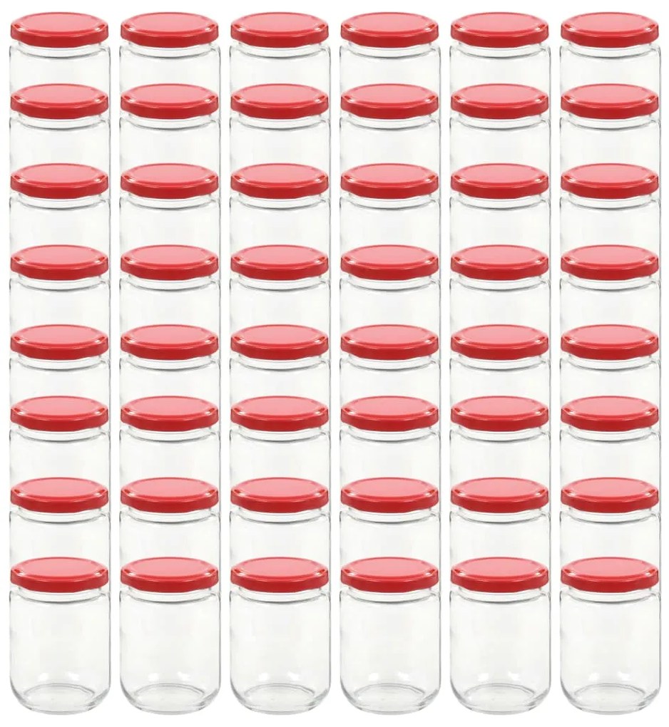 vidaXL Βάζα Μαρμελάδας 48 τεμ. 230 ml Γυάλινα με Κόκκινα Καπάκια