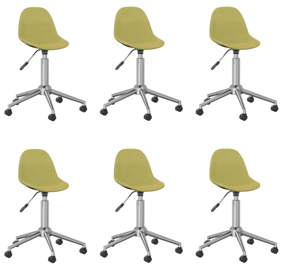 vidaXL 3086067 Swivel Dining Chairs 6 pcs Green Fabric (3x333470)