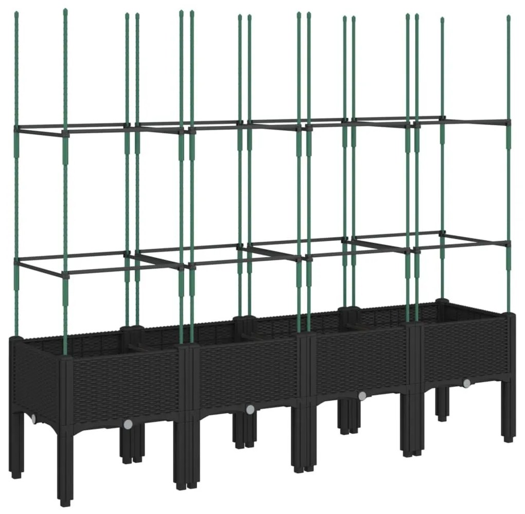 Ζαρντινιέρα Κήπου με Καφασωτό Μαύρο 160 x 40 x 142,5 εκ. από PP - Μαύρο