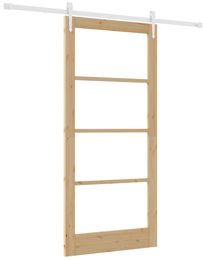 vidaXL Ολισθητή Πόρτα με Σετ Υλικών 93x202 cm Μασίφ Ξύλο Πεύκου
