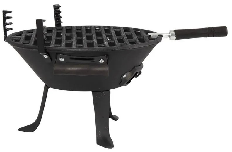 Μπάρμπεκιου από χυτοσίδηρο Muhler 104377, Ø30 cm, Κάρβουνο, Ρυθμιζόμενη σχάρα, Μαύρο