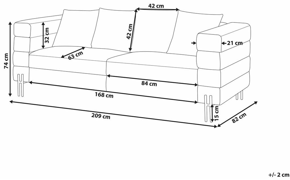 Καναπές Berwyn 1330, Καφέ, 209x82x74cm, 60 kg, Οικολογικό δέρμα, Πόδια: Μέταλλο | Epipla1.gr
