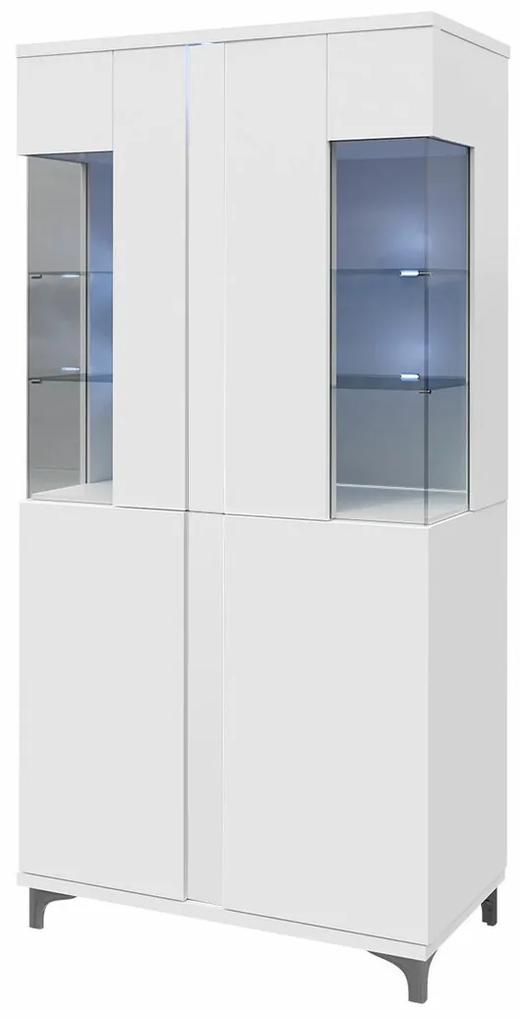 Βιτρίνα Nashville B116, Άσπρο, Γυαλιστερό λευκό, Με πόρτες, Ο αριθμός των θυρών: 4, 198x92x40cm, 87 kg | Epipla1.gr