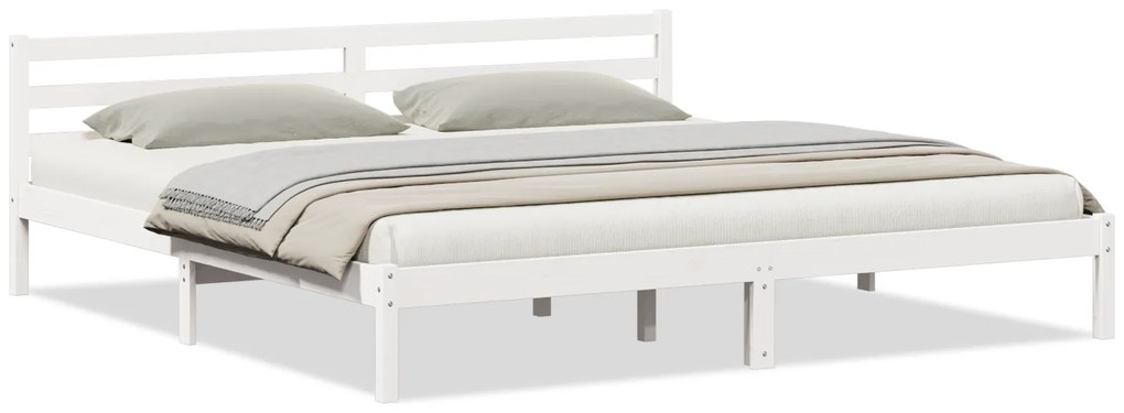 vidaXL Κρεβάτι με Κεφαλάρι Λευκό 180x210 εκ. Στερεό Ξύλο Πεύκου