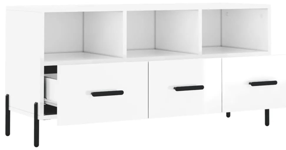vidaXL Έπιπλο Τηλεόρασης Γυαλ. Λευκό 102x36x50 εκ. Επεξεργασμένο Ξύλο