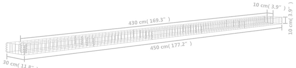 vidaXL Συρματοκιβώτιο-Γλάστρα Υπερυψωμένη 450x30x10 εκ. Γαλβ. Χάλυβας