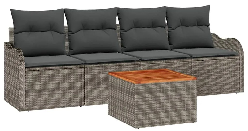 vidaXL Σετ Καναπέ Κήπου με μαξιλάρι 5 pcs Γκρι συνθετικό ρατάν
