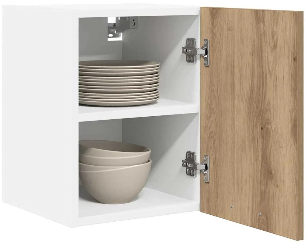 vidaXL Κρεμαστό ντουλάπι Χειροποίητη Δρυς και Λευκό 30 x 31 x 40 εκ.