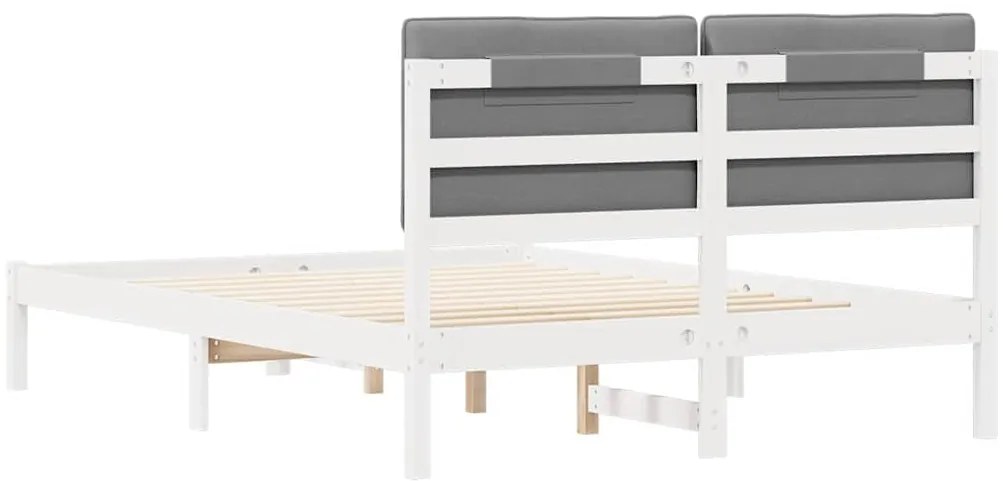 vidaXL Σκελετός Κρεβατιού με Επενδεδυμένο Κεφαλάρι Ανοιχτό γκρι