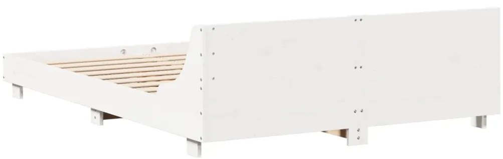 vidaXL Σκελετός Κρεβ. Χωρίς Στρώμα Λευκό 135x190 εκ Μασίφ Πεύκο