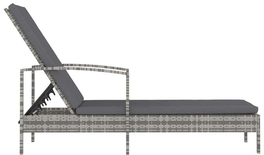 vidaXL Ξαπλώστρα με Μπράτσα Γκρι από Συνθετικό Ρατάν