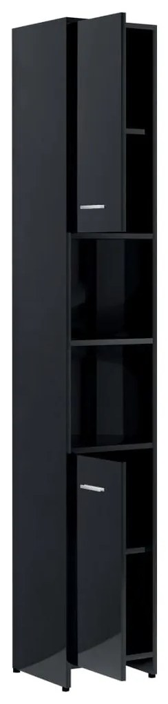 vidaXL Στήλη Μπάνιου Γυαλιστερό Μαύρο 30 x 30 x 183,5 εκ. Μοριοσανίδα