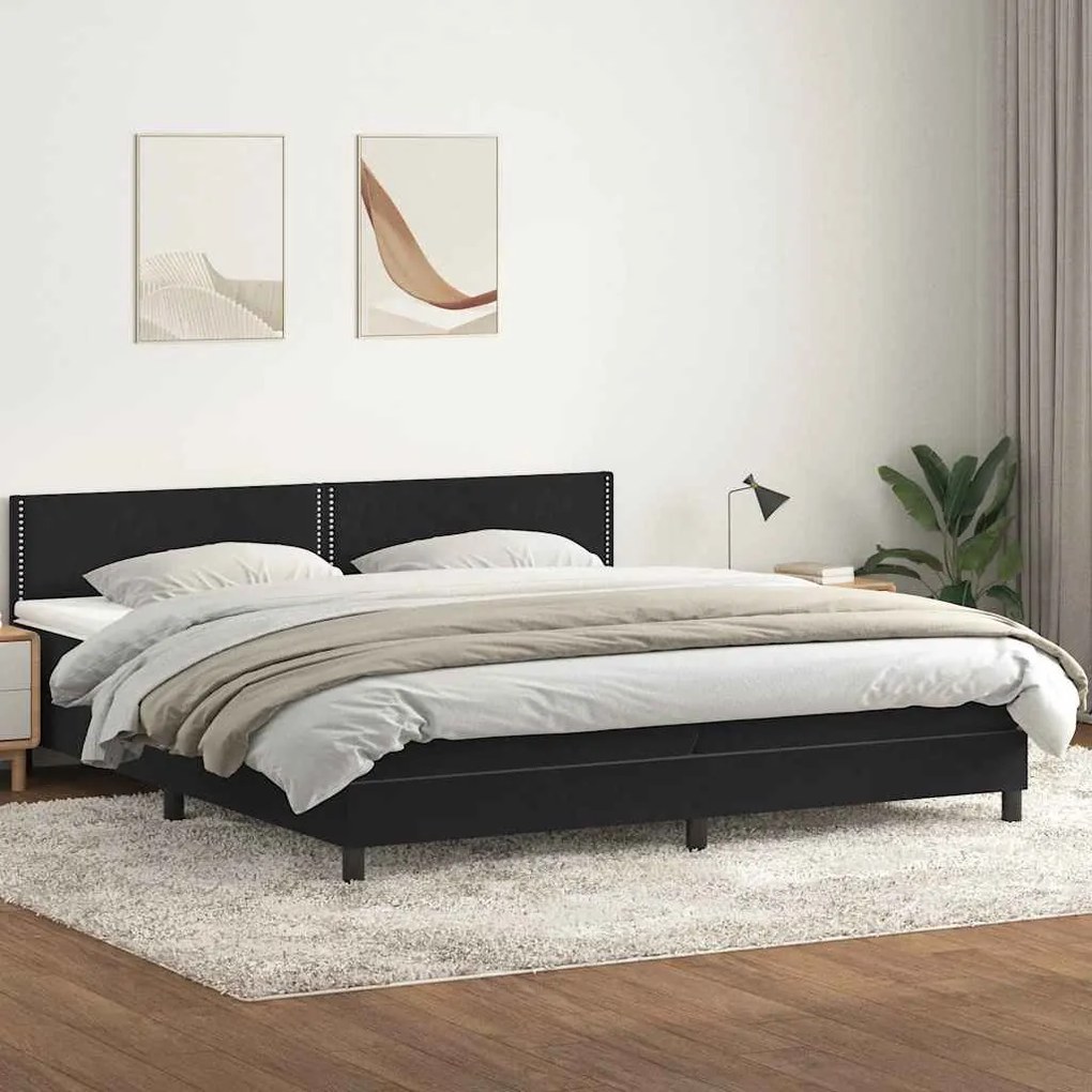 vidaXL Box Spring Κρεβάτι με στρώμα Μαύρο 200x220 cm Βελούδινο