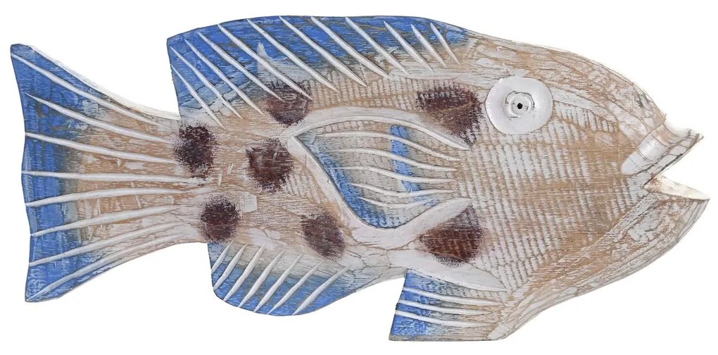 Διακοσμητική Φιγούρα DKD Home Decor 40 x 5 x 18 cm Φυσικό Μπλε Ψάρι Μεσογείακός
