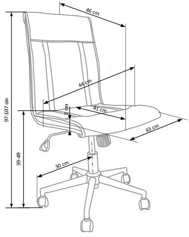 Καρέκλα γραφείου Houston 434, Μαύρο, 97x44x46cm, 10 kg, Με ρόδες, Χωρίς μπράτσα, Μηχανισμός καρέκλας: Κλίση | Epipla1.gr