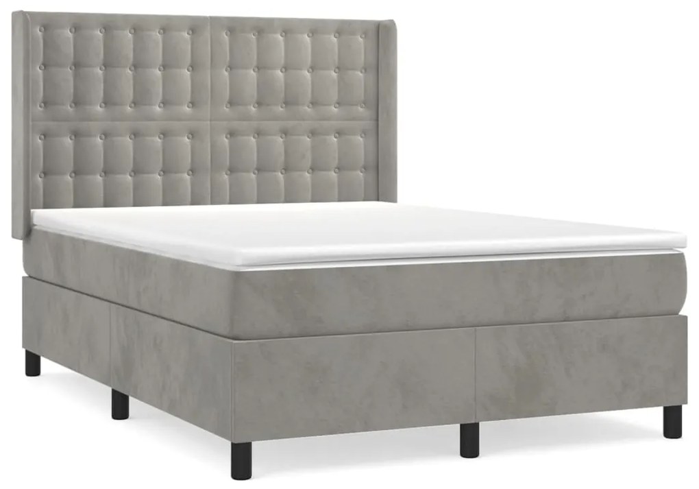 ΚΡΕΒΑΤΙ BOXSPRING ΜΕ ΣΤΡΩΜΑ ΑΝΟΙΧΤΟ ΓΚΡΙ 140X200 ΕΚ. ΒΕΛΟΥΔΙΝΟ 3132921