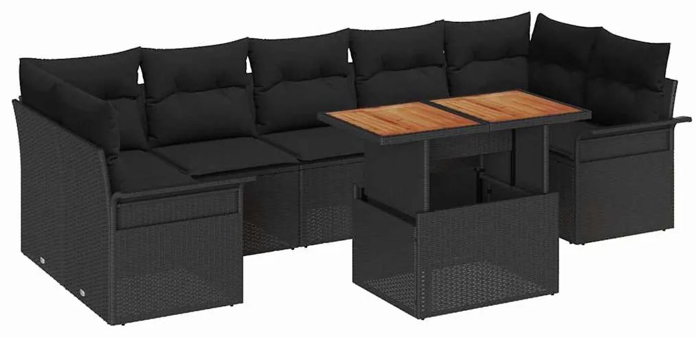 vidaXL Σετ Καναπέ Κήπου με μαξιλάρι 8 pcs Μαύρο 100 x 55 x 73 εκ