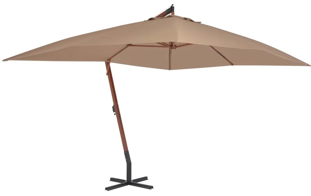 vidaXL Ομπρέλα Κήπου Πρόβολος Taupe 400 x 300 εκ. με Ξύλινο Ιστό