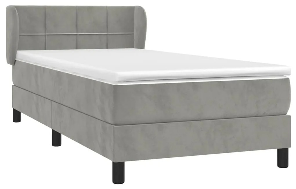 ΚΡΕΒΑΤΙ BOXSPRING ΜΕ ΣΤΡΩΜΑ ΑΝΟΙΧΤΟ ΓΚΡΙ 90X190 ΕΚ. ΒΕΛΟΥΔΙΝΟ 3127463