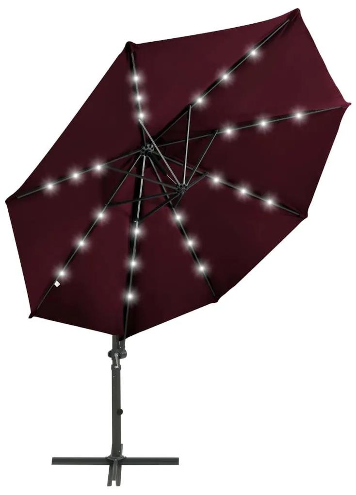 Ομπρέλα Κρεμαστή με Ιστό και LED Κόκκινη 300 εκ. - Κόκκινο