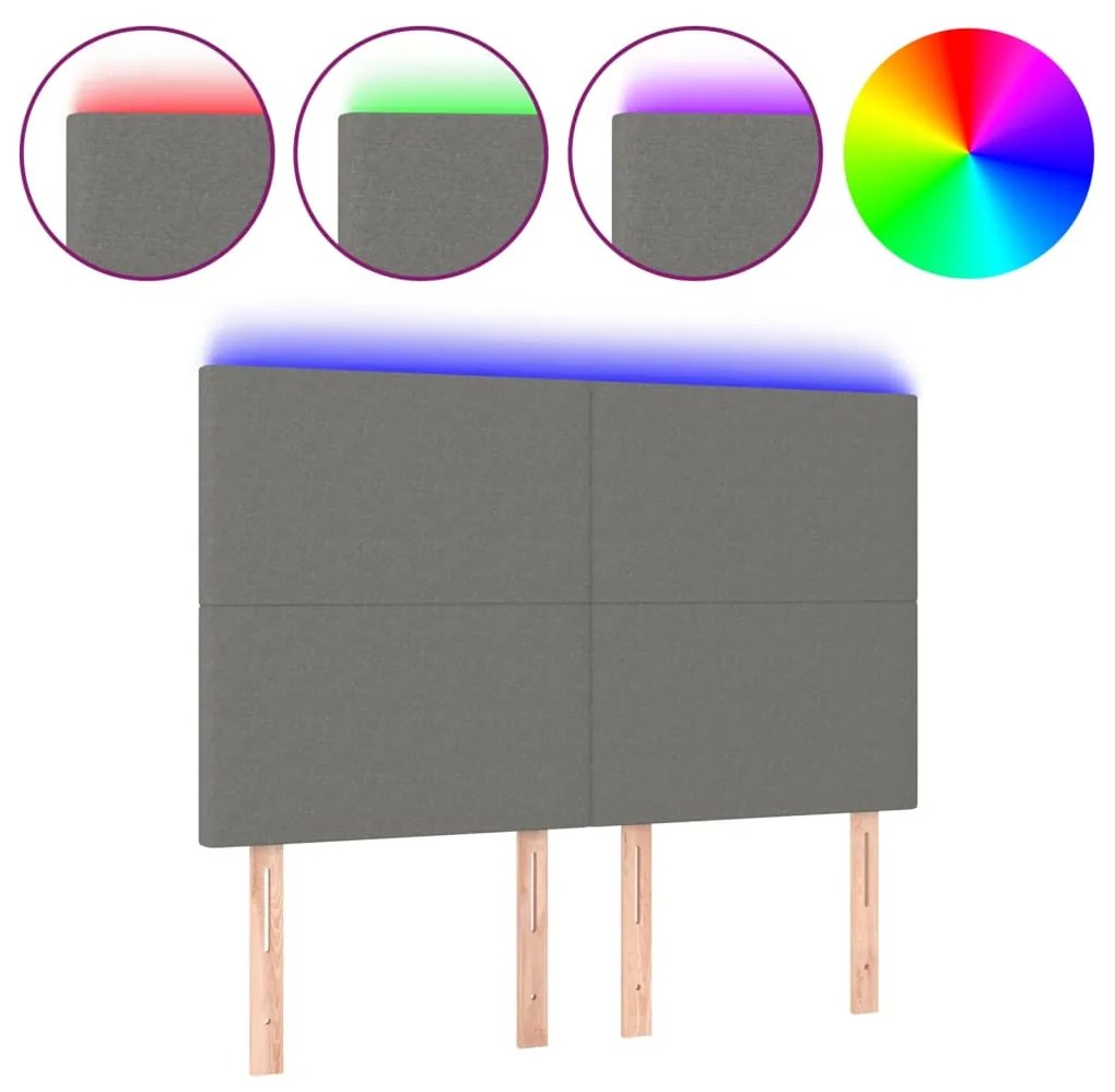 Κεφαλάρι Κρεβατιού LED Σκούρο Γκρι 144x5x118/128εκ. Υφασμάτινο 3122143